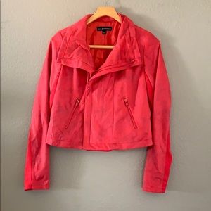 Express Women's Coral Red/ Pink Suede Biker/ Moto Jacket